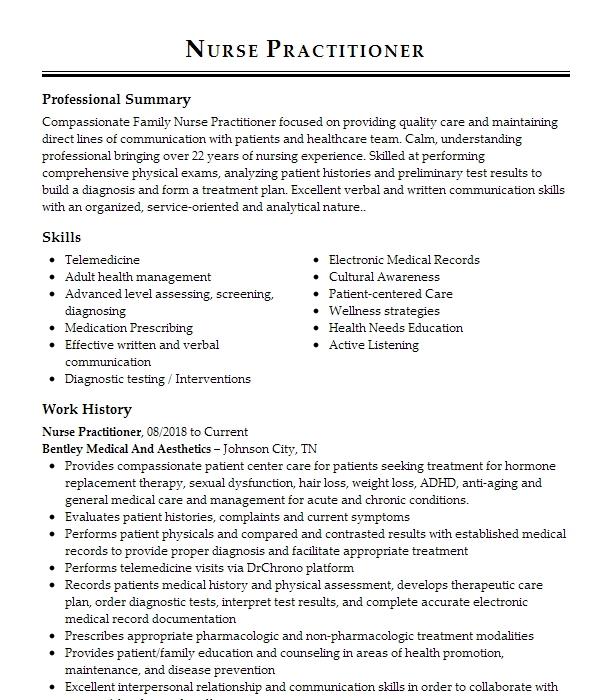 Nurse Practitioner Resume Example