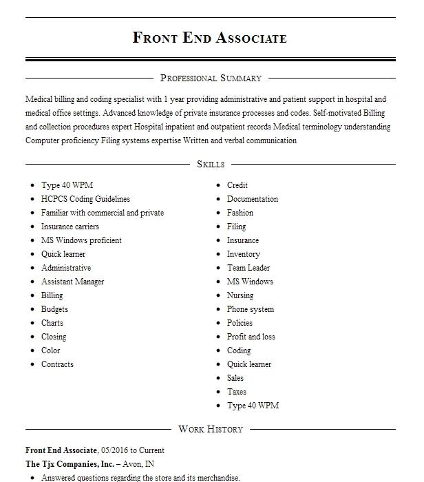 front-end-associate-resume-example