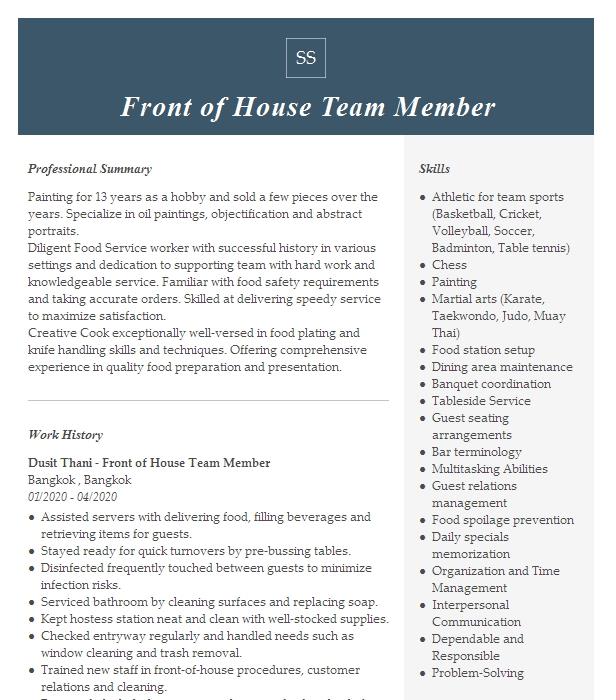 front-of-house-team-member-resume-example