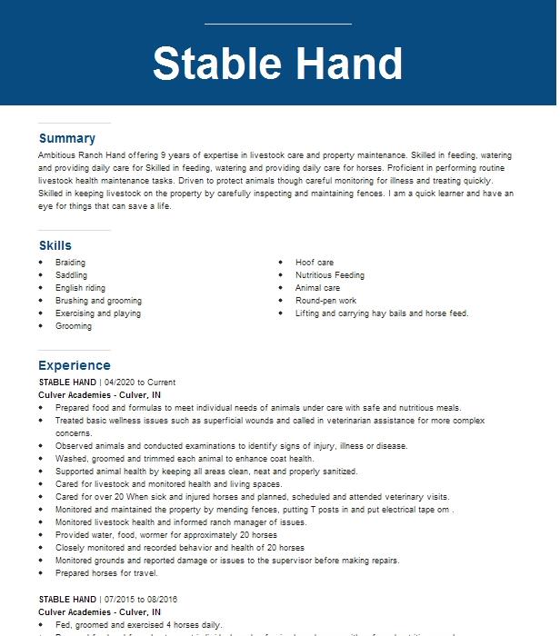 stable-hand-resume-example