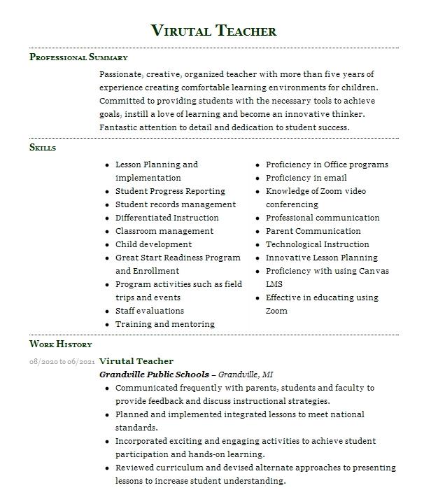 Great Start Readiness Program (gsrp Resume Example