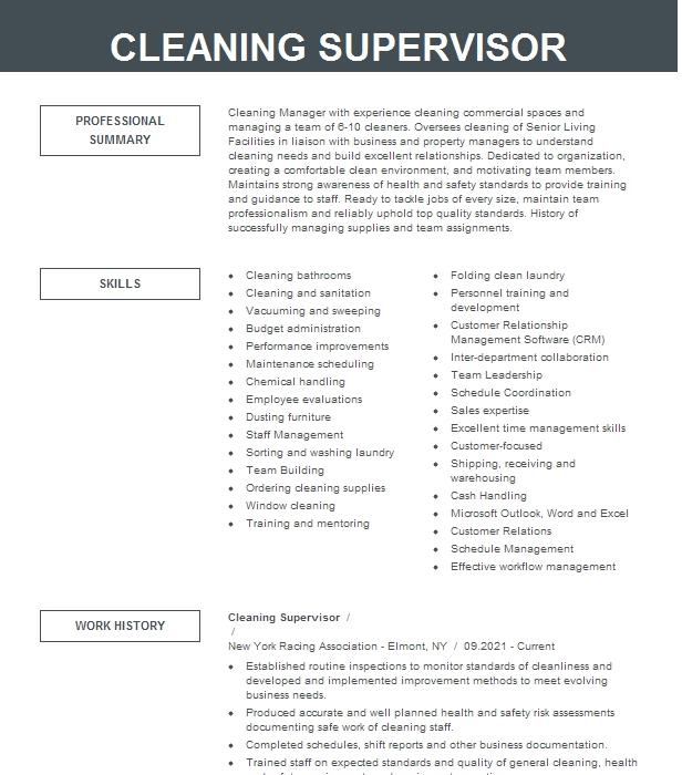 Cleaning Supervisor Objectives | Resume Objective