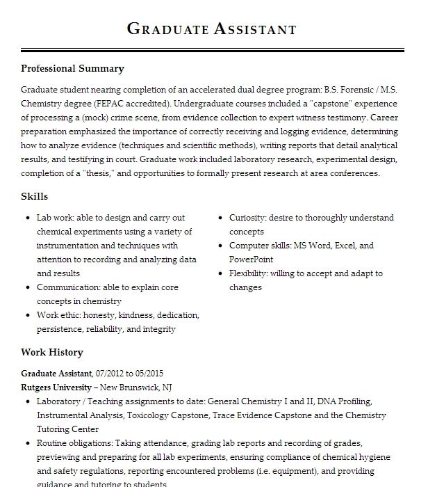 Graduate Assistant Resume Example 2427