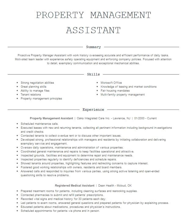 property-management-assistant-resume-example