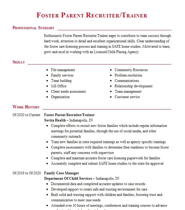 treatment-foster-parent-resume-example