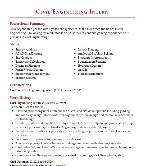 Civil Engineering Resume Example | Sitemap | LiveCareer