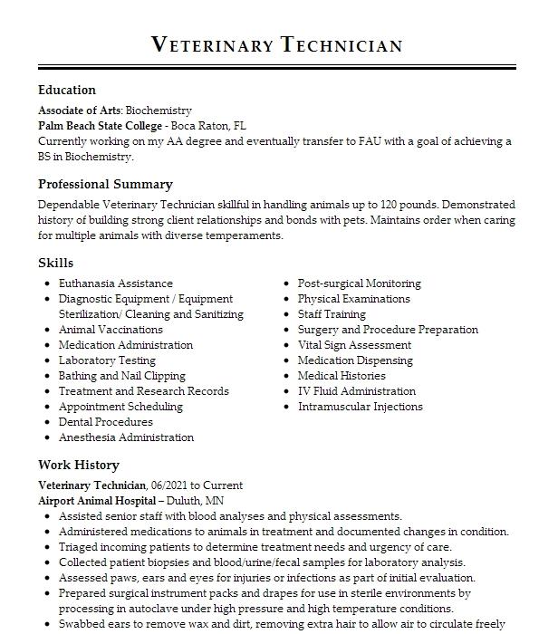 Veterinary Technician Objectives | Resume Objective