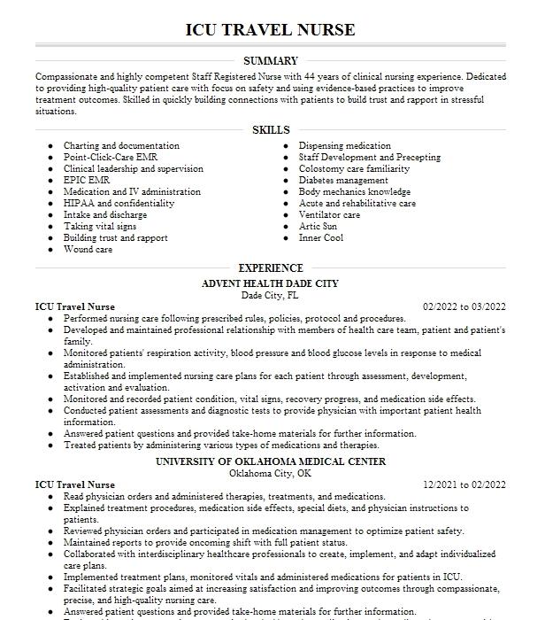 Nurse Manger Neuro Resume Example