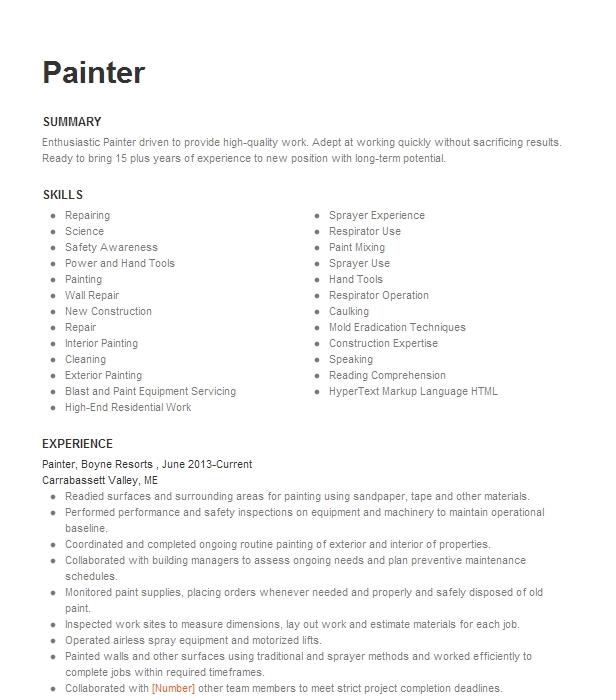 Painter Resume Example