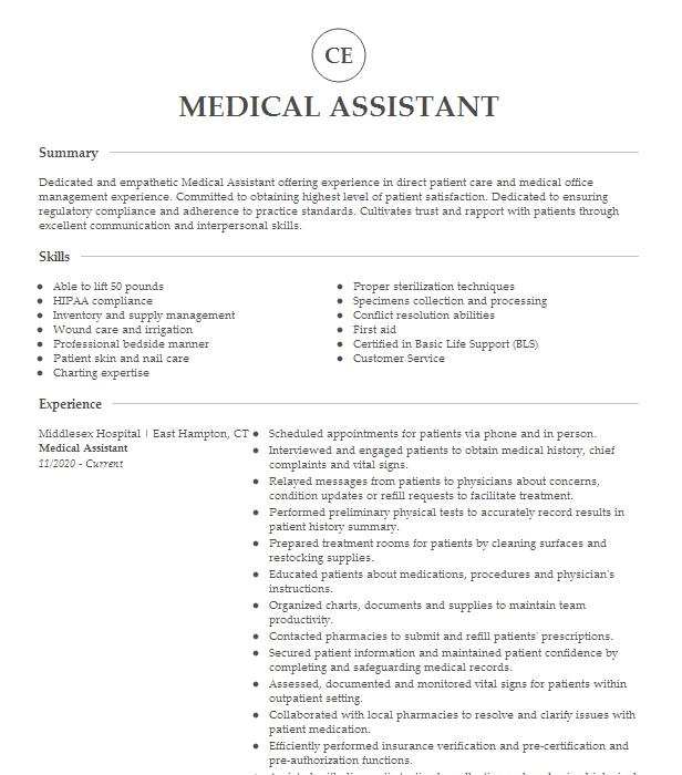 Medical Assistant Resume Example