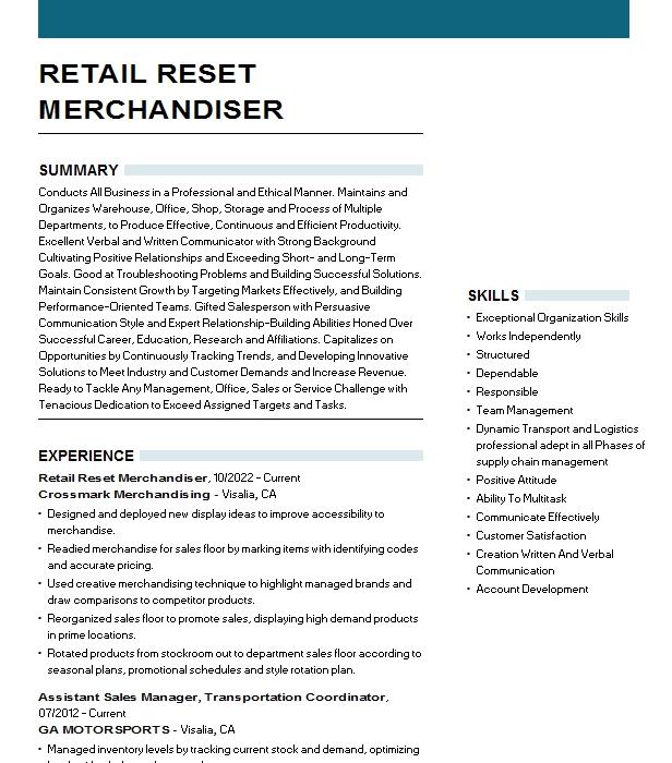 Crossmark Resume Example