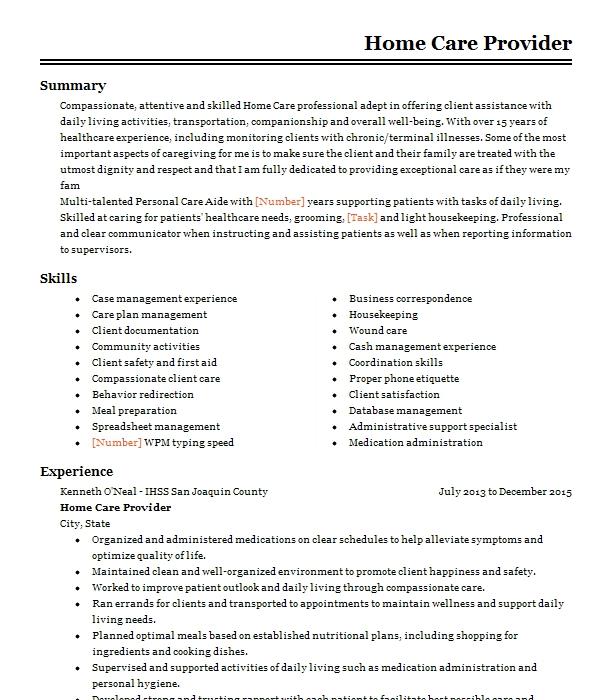 home-care-provider-resume-example