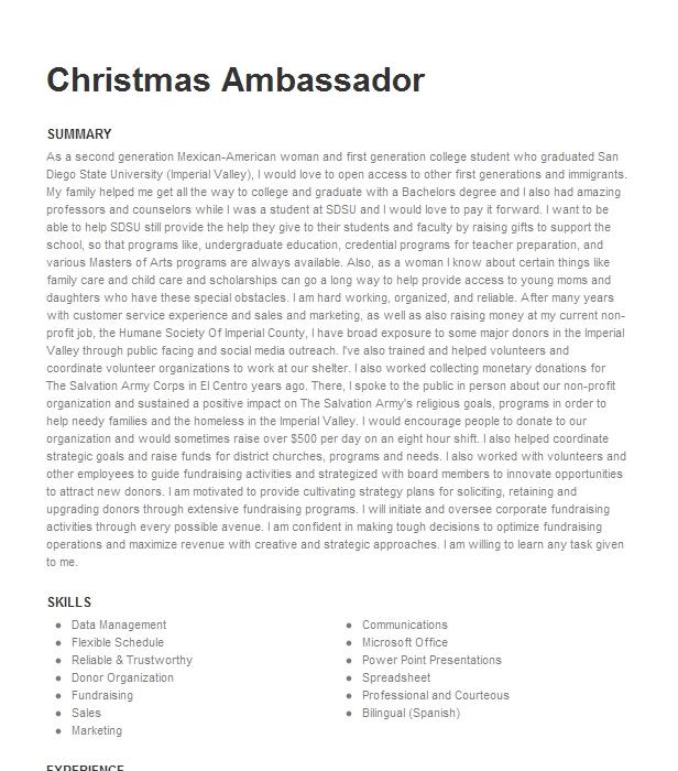 Operation Christmas Child Resume Example