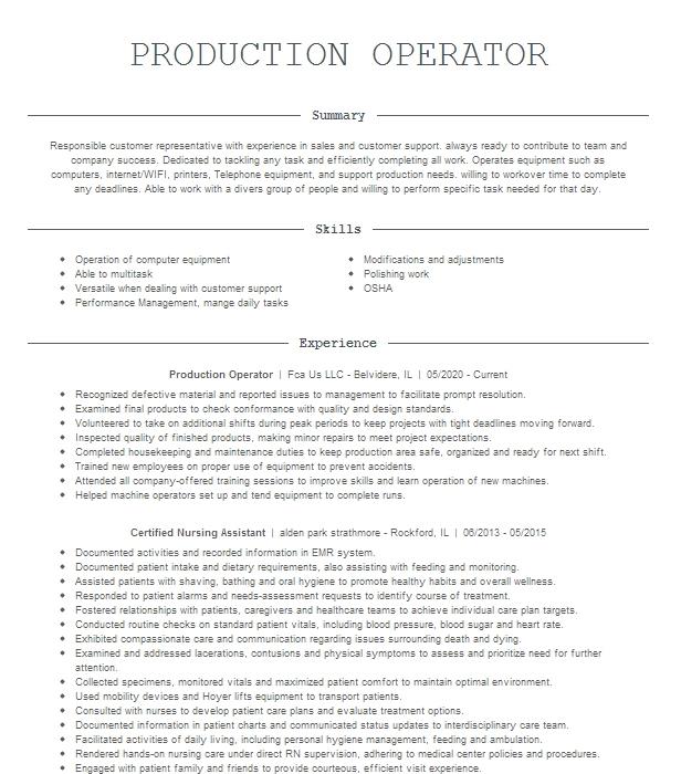 production-operator-resume-example