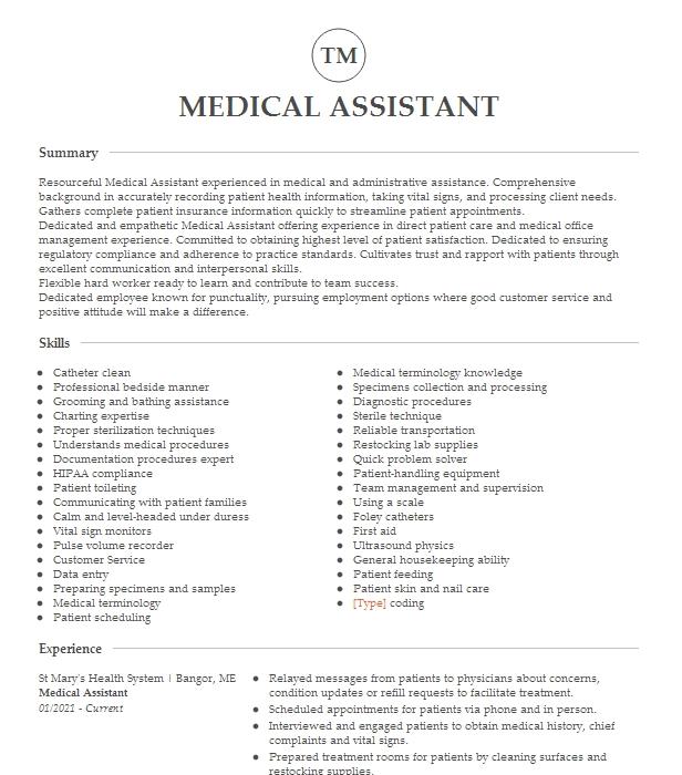 Medical Assistant Resume Example