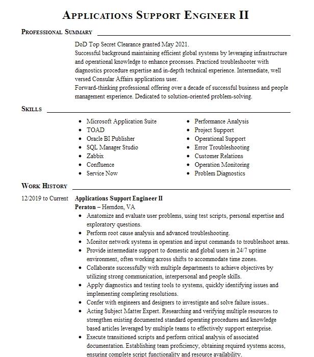 Sap Applications Specialist Ii Resume Example