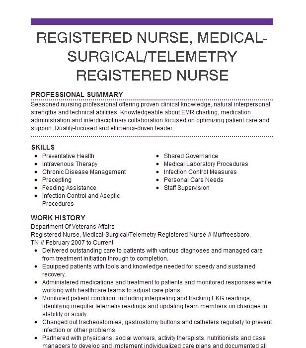 Clinical Nurse Ii, Medical Medical Surgical Telemetry Nurse Resume Example