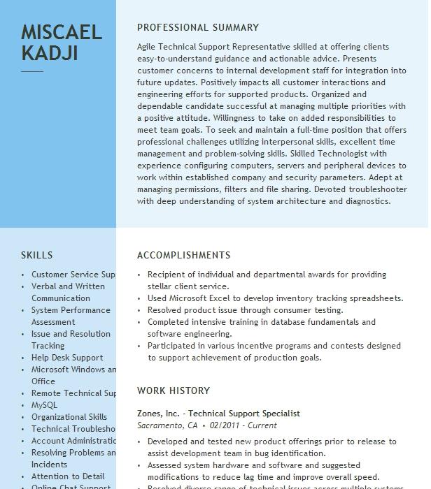 resume objective statement examples for technical support