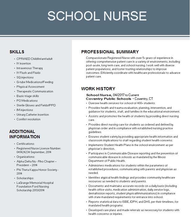 School Nurse Resume Example