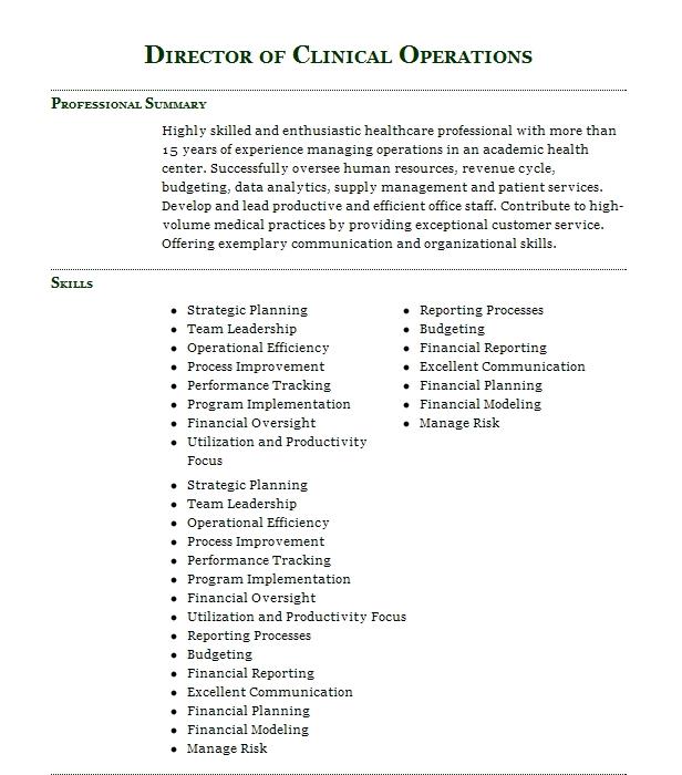 director-of-clinical-operations-resume-example