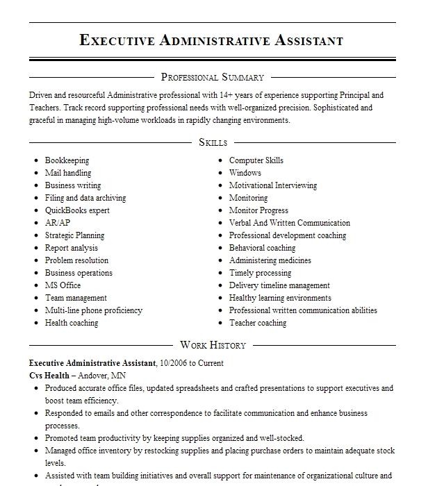 Executive Administrative Assistant Resume Example