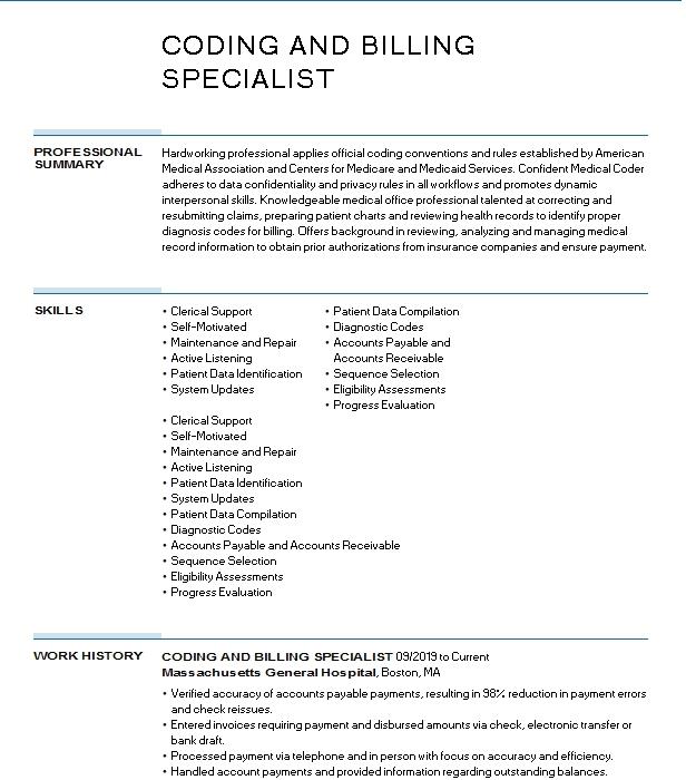 Certified Billing And Coding Specialist Cbcs Resume Example