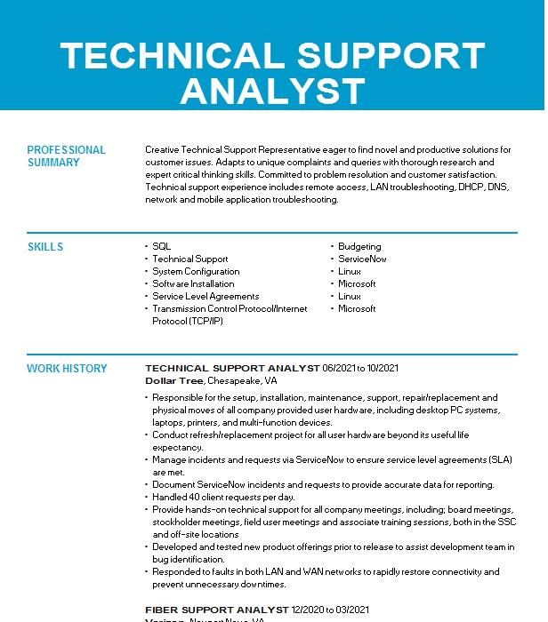 technical-support-analyst-resume-example