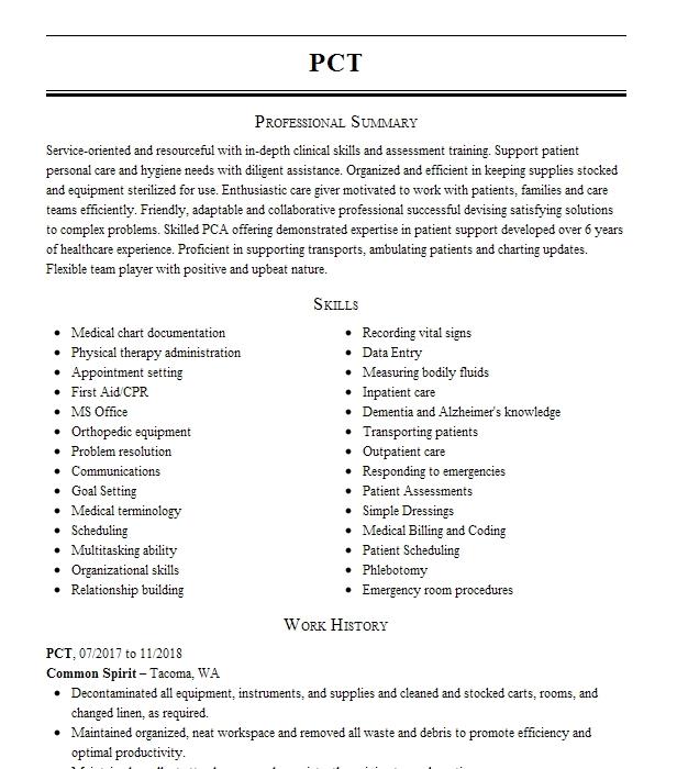 Pct Resume Example