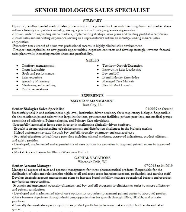 Biologics Technician Resume Example