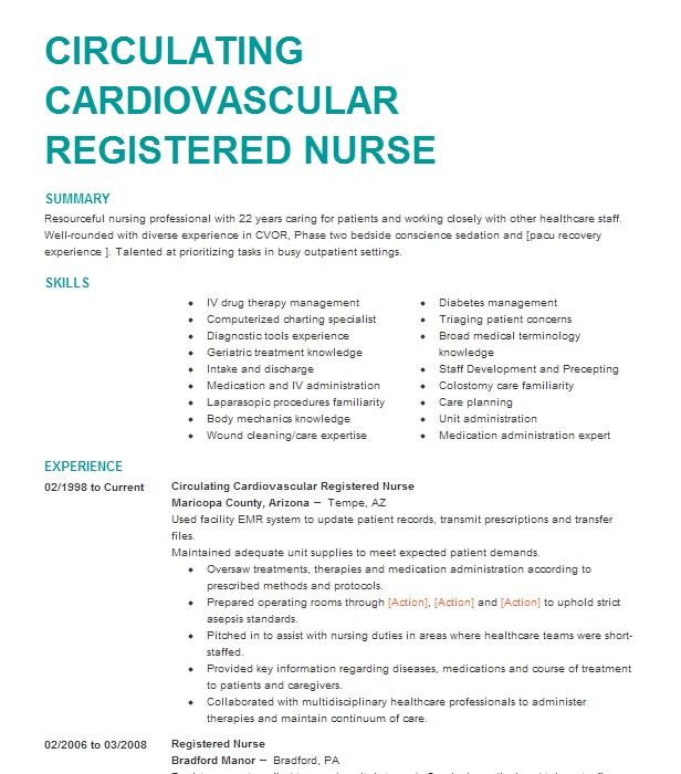 Circulating Registered Nurse In Surgery Resume Example 2611