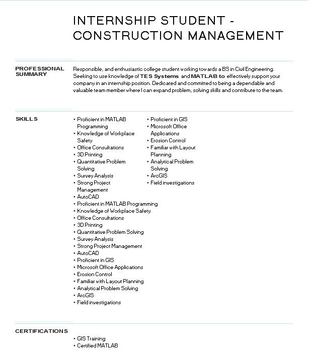 construction-management-internship-resume-example