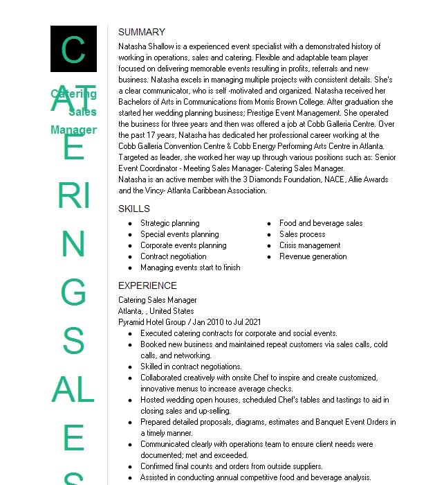 catering-sales-manager-resume-example