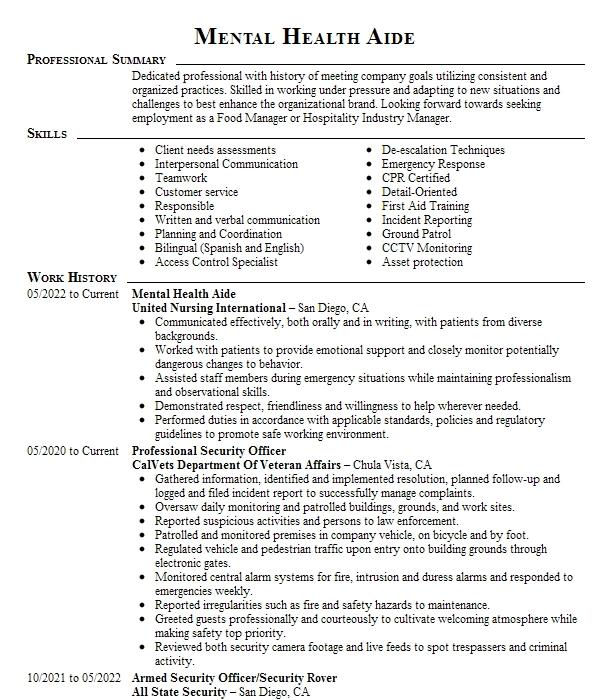 Rover Store Operator Resume Example