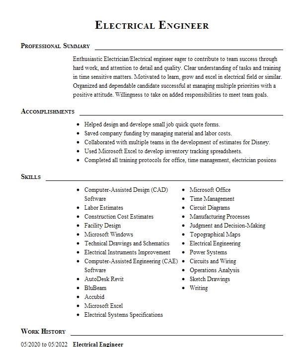 Electrical Engineer Resume Objective Examples | LiveCareer