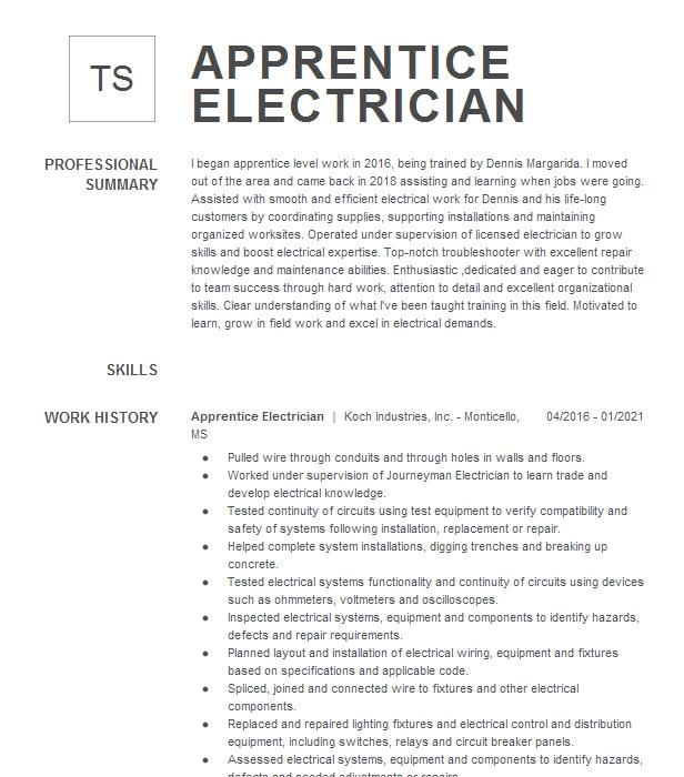 Apprentice Electrician Objectives | Resume Objective