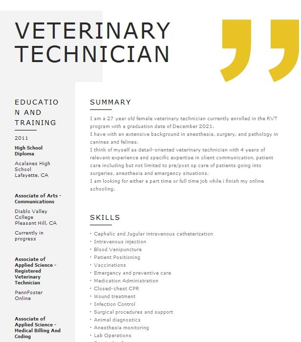 Veterinary Technician Objectives | Resume Objective