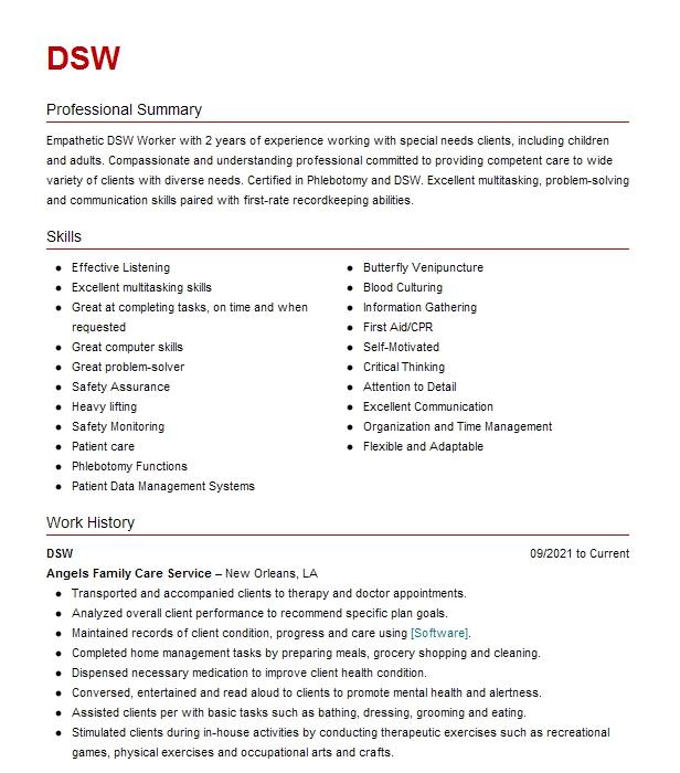 dsw-resume-example