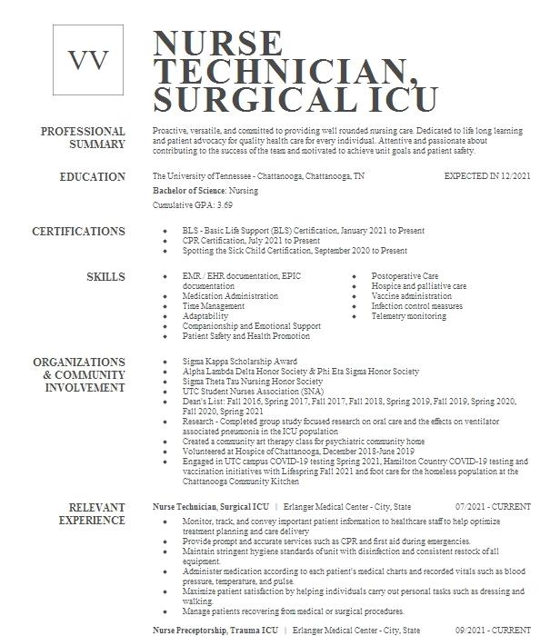 Clinical Rotation Primary Care Resume Example