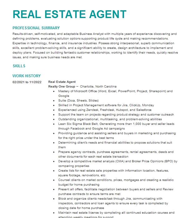 Real Estate Agent Objectives | Resume Objective | LiveCareer