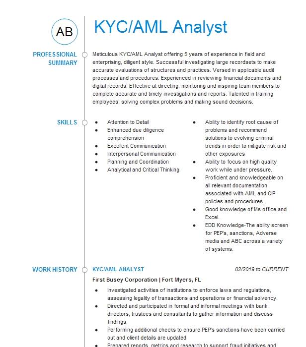 Kyc Analyst Objectives Resume Objective Livecareer 1846