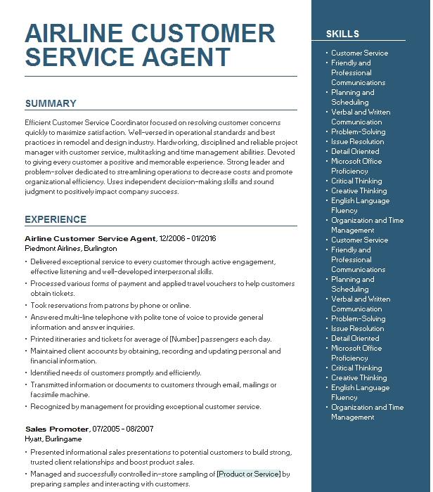 resume objective for airline customer service agent