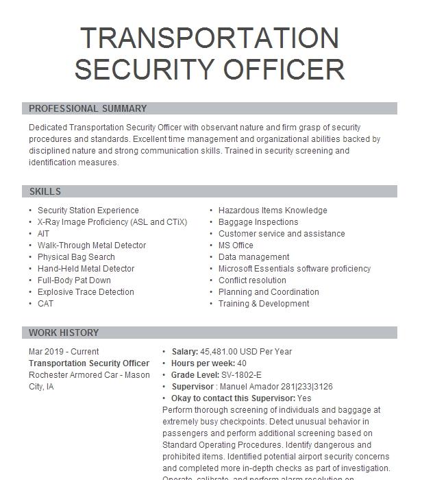 transportation-security-officer-resume-example