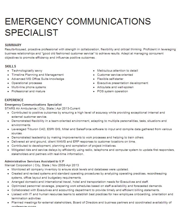 emergency-communications-specialist-resume-example