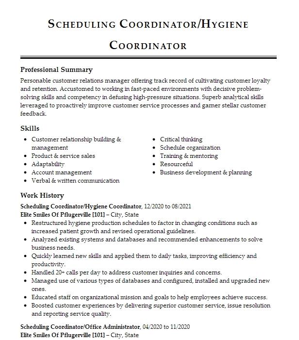 scheduling-coordinator-hygiene-coordinator-resume-example