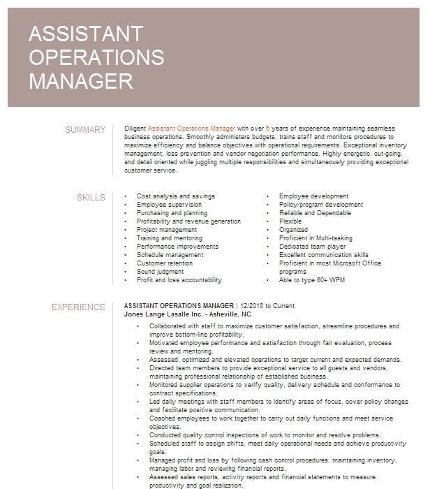 assistant-operations-manager-resume-example