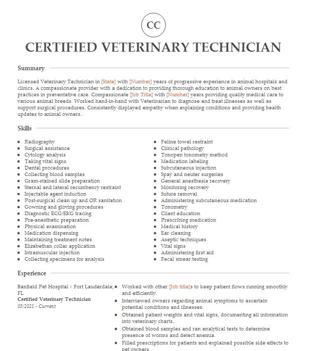 Veterinary Technician Objectives | Resume Objective