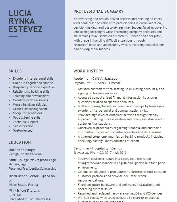 Café Associate Resume Example