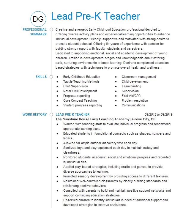 pre-k-lead-teacher-resume-example