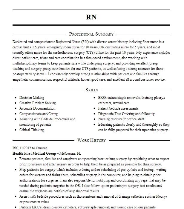 Registered Nurse (rn) Emergency Room Resume Example