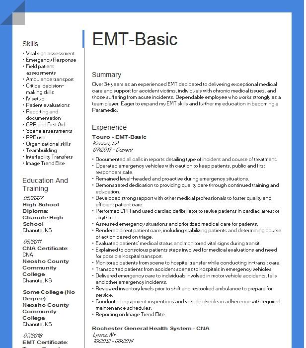 Emt B Resume Example